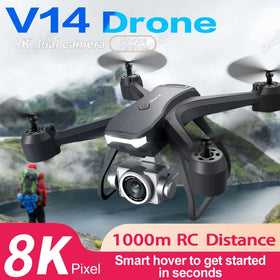 New V14 Drone 8K Profesional 1080P HD Dual Camera WiFi FPV Drones Height Keep RC Quadcopter Helicopter Dron Kids Toys Gift